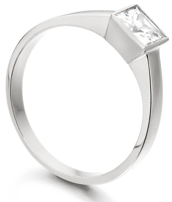 Princess Cut Rub Over White Gold Engagement Ring ICD1527 Image 2